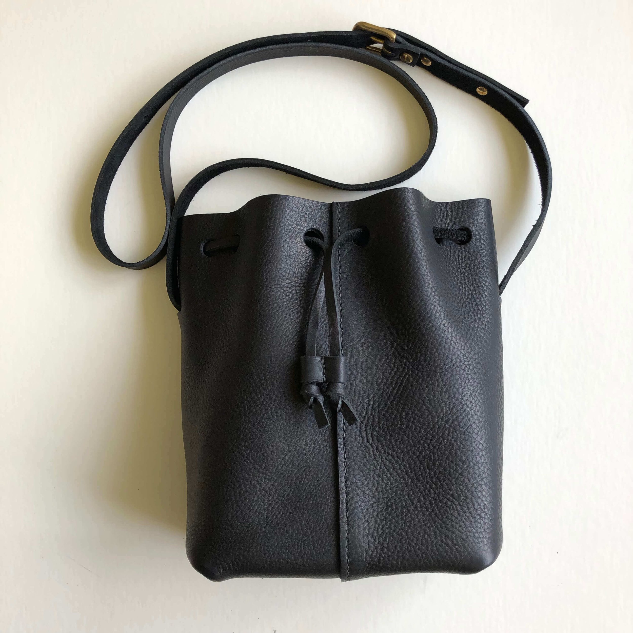 Nomad Mini Handcrafted Leather Bucket Bag in Tan or Black — CARV