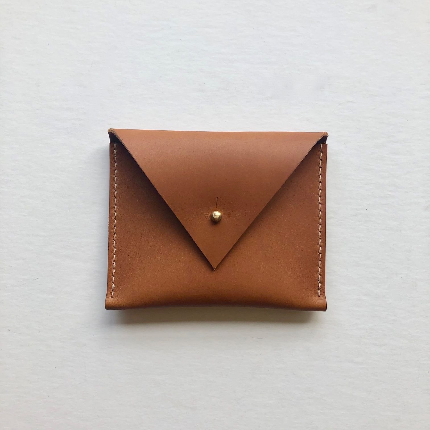 CARV sustainable leather coin purse in tan handmade in the UK