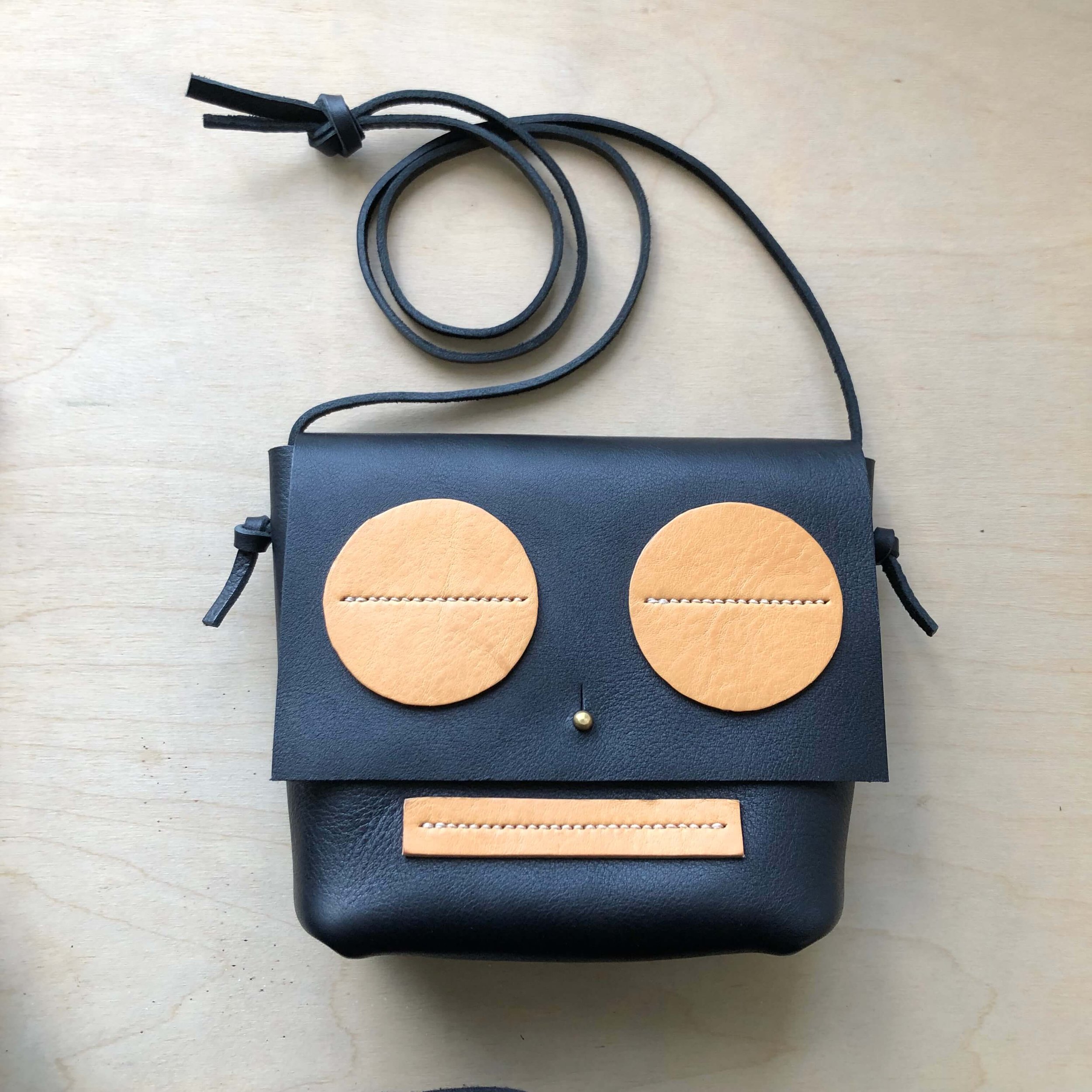 CARV sustainable leather kids robot bag handmade in the UK.