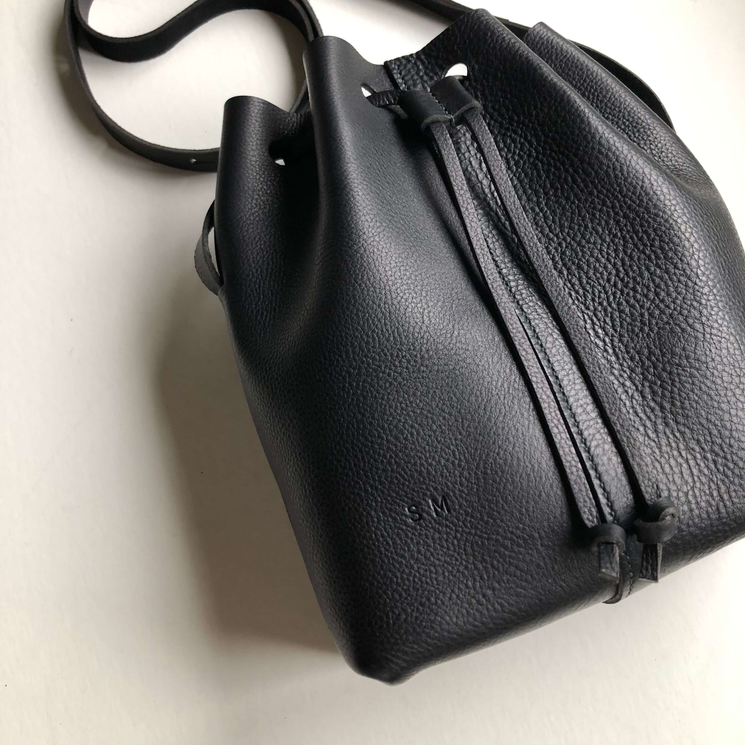 Leather Bucket Bag Leather Pouch With Drawstring. Leather -  UK