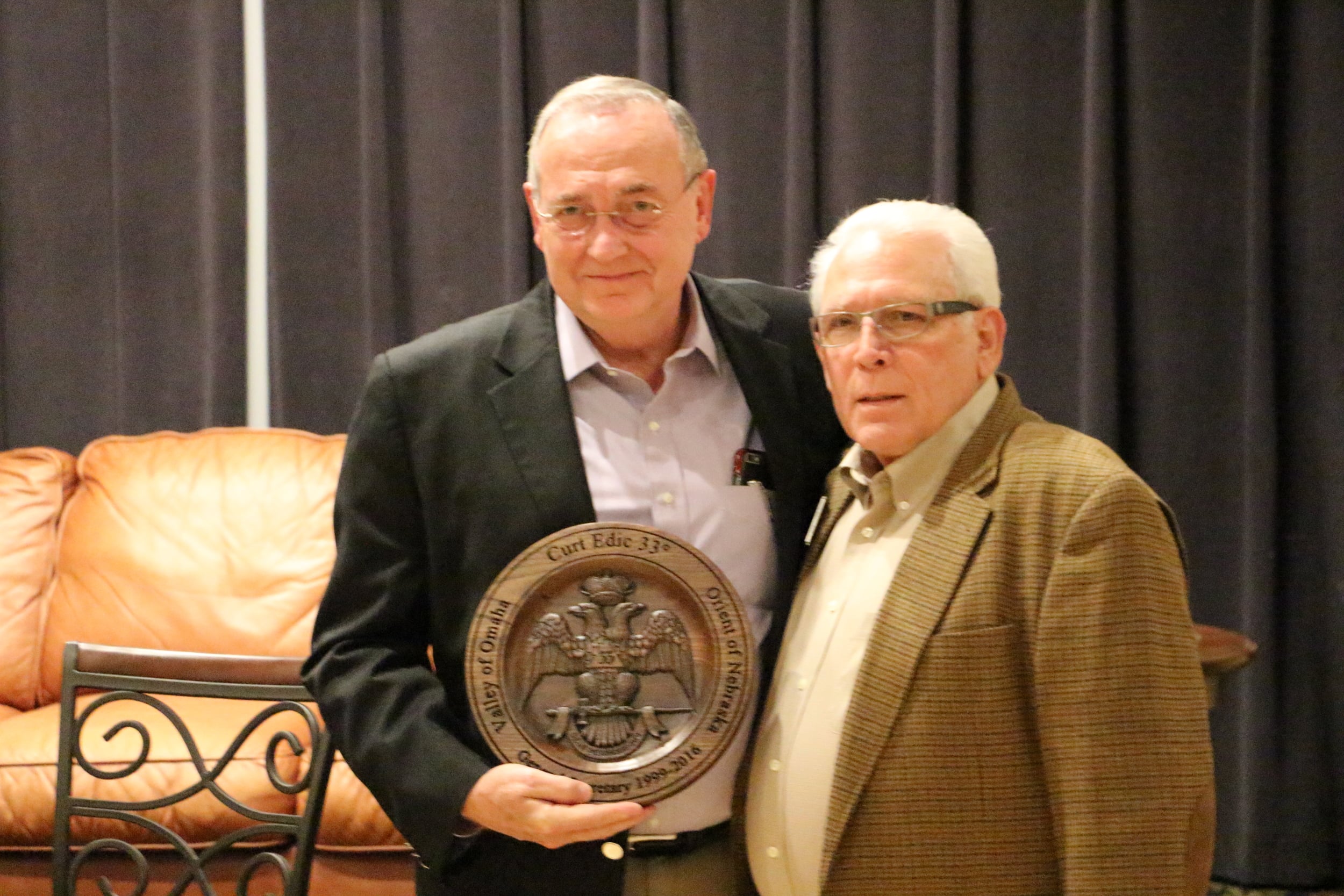 Presenting a carved plaque