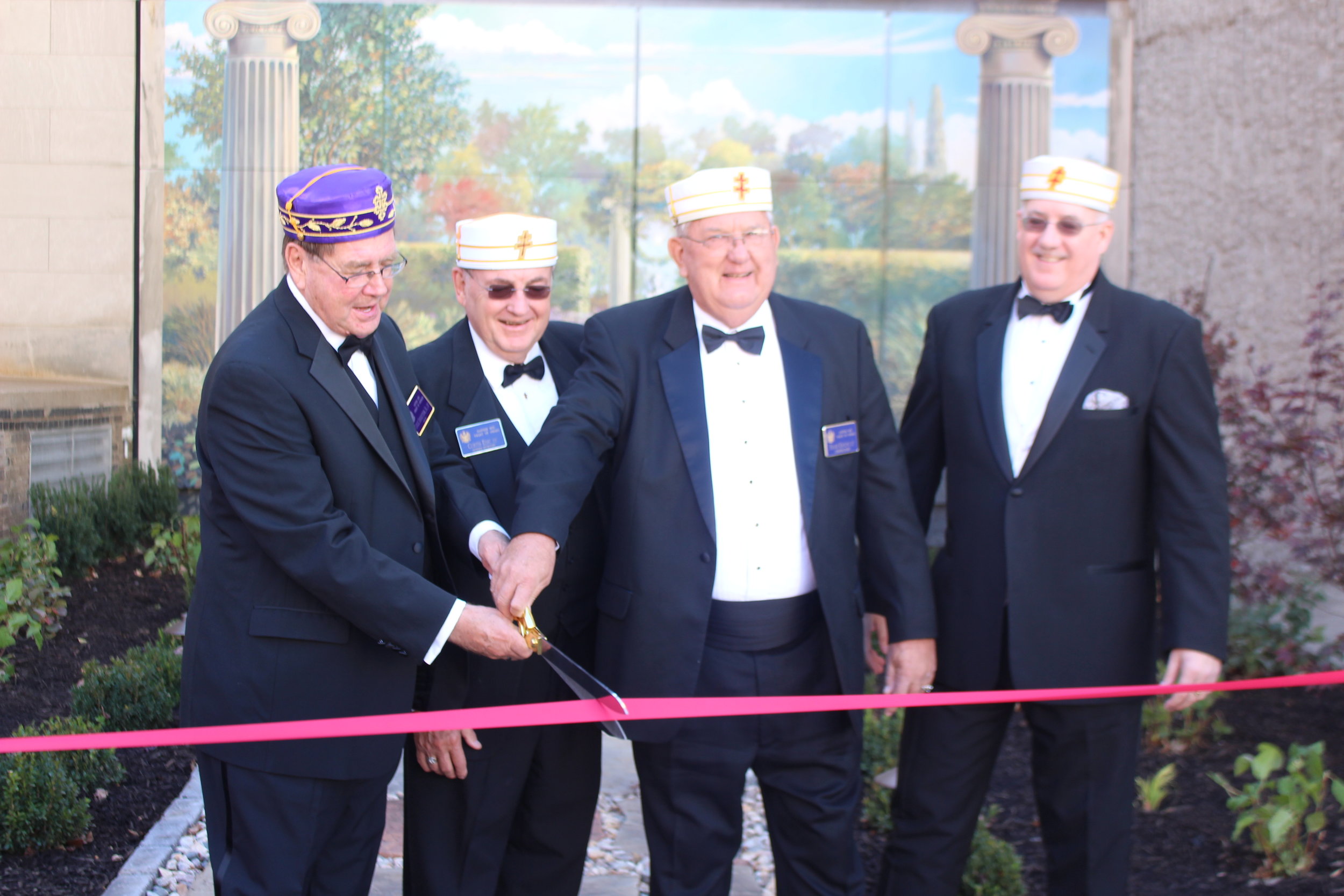  Charles Sederstrom, 33°, SGIG in Nebraska, with Curt Edic, 33°, General Secretary, Frank Kroupa, 33°, President of the Omaha Valley Cathedral Board, and Paul Rutherford, 33°, Personal Representative to the SGIG dedicate the Scottish Rite Mural and G