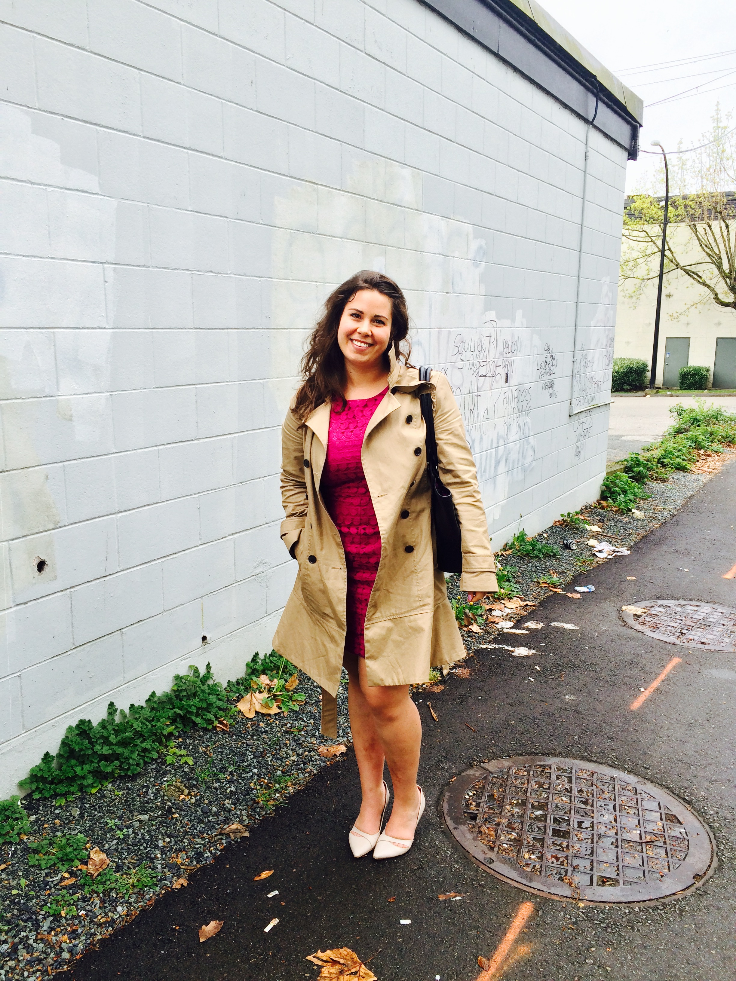 Dress: Diane Von Furstenberg. Bag: Cole Haan.