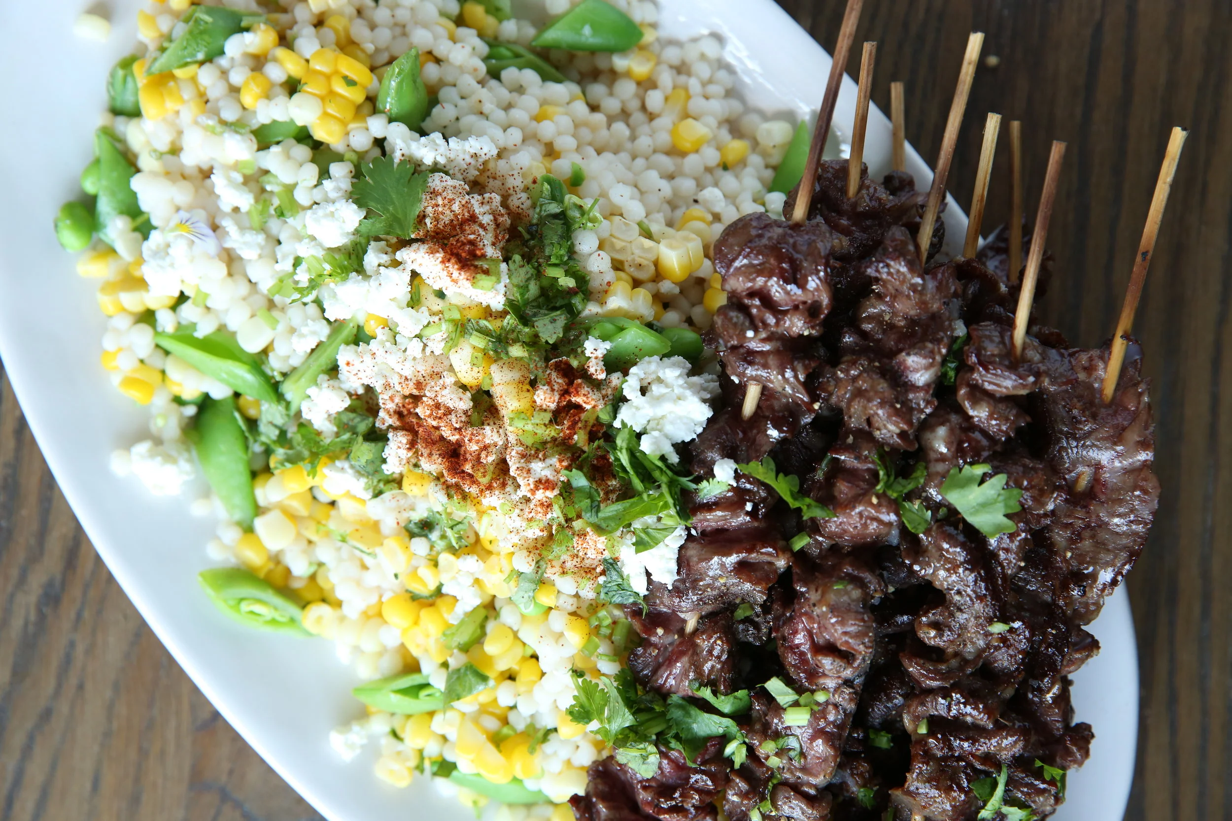 Grilled Steak Skewers with Corn & Couscous Salad