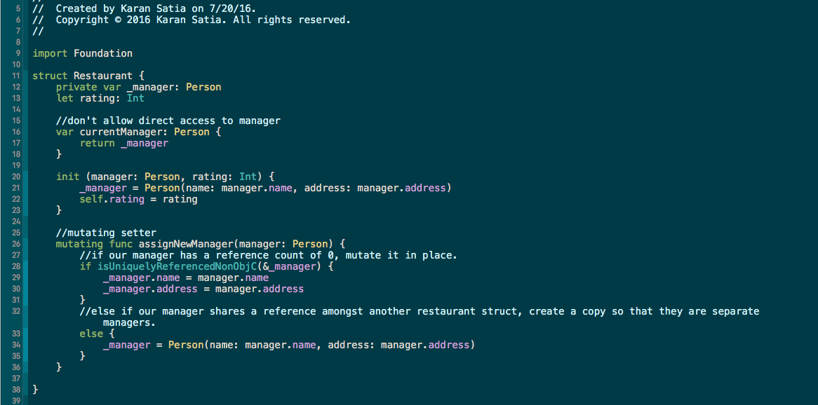 Encapsulated logic for creating a Restaurant struct
