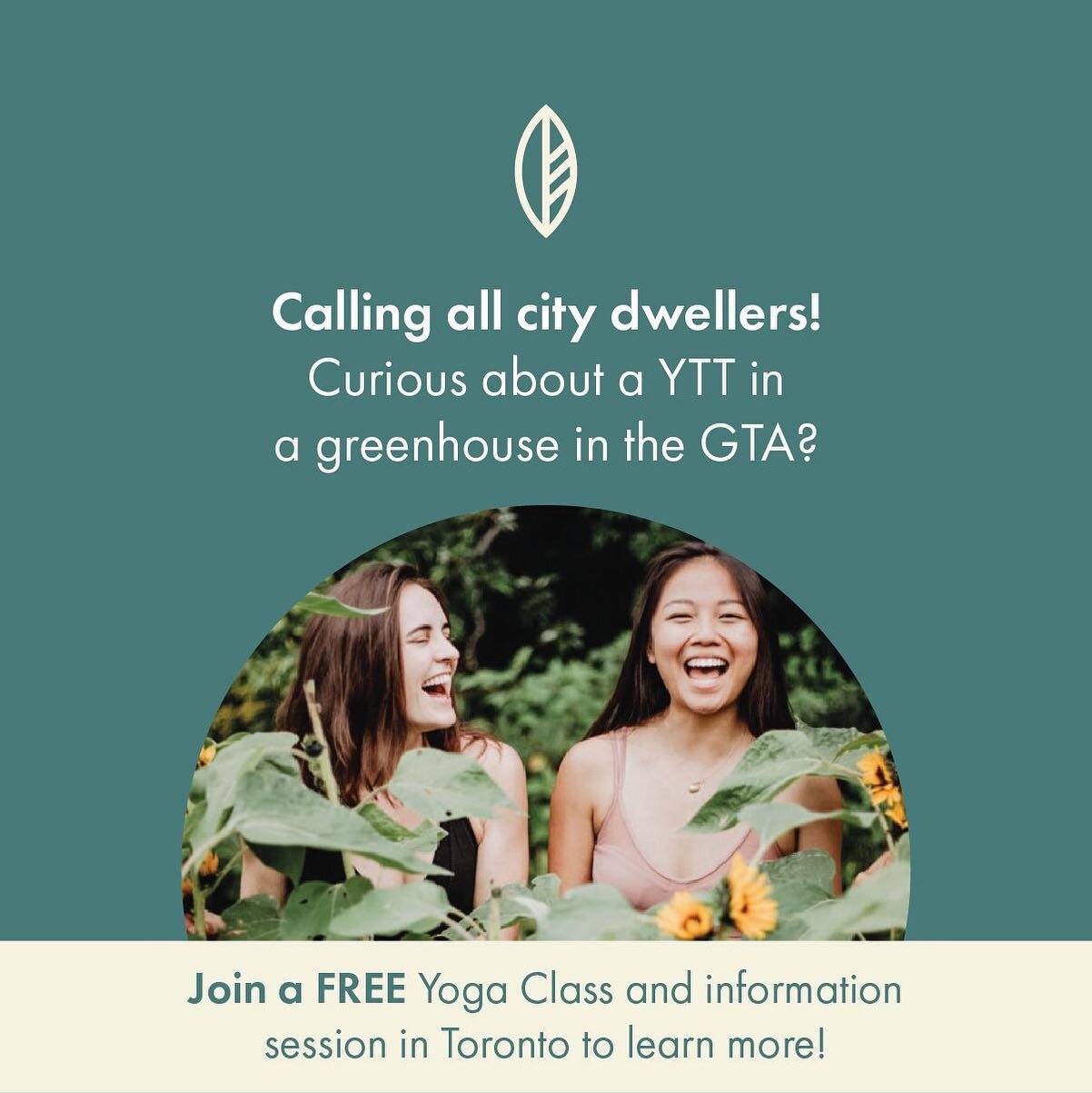 Itching to join our program but want to sample it before taking the plunge? 🌿
 &bull;
Studio founder Ellen Reesor will be coming to YOU in Toronto to offer a FREE class followed by refreshments and a fun YTT Q&amp;A! 🌻
&bull;
What? A FREE sample Al