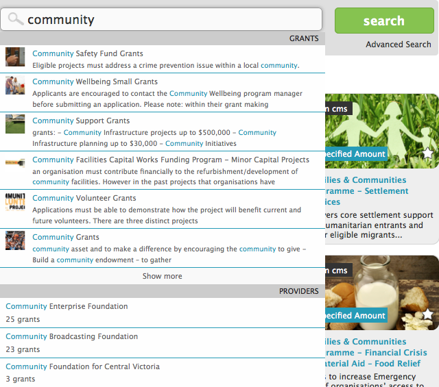 At The Grants Hub, we’re all about making it as easy as possible for you to find grants. Our search tool: - Is easy to use - Displays instant results as you type - Is guaranteed to help you find more grants. Plus, we think it looks pretty cool (for a search engine that is!). Try it our yourself now: www.thegrantshub.com.au