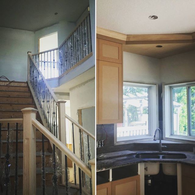 It was nice to check in on our Mount Douglas renovation today.. Things are coming together nicely! Cabinets and railing are installed, finishing starts next week! 🔨🛠️ #yyc #calgary #interiordesign #yycdesigns #designlife #design #construction #reno