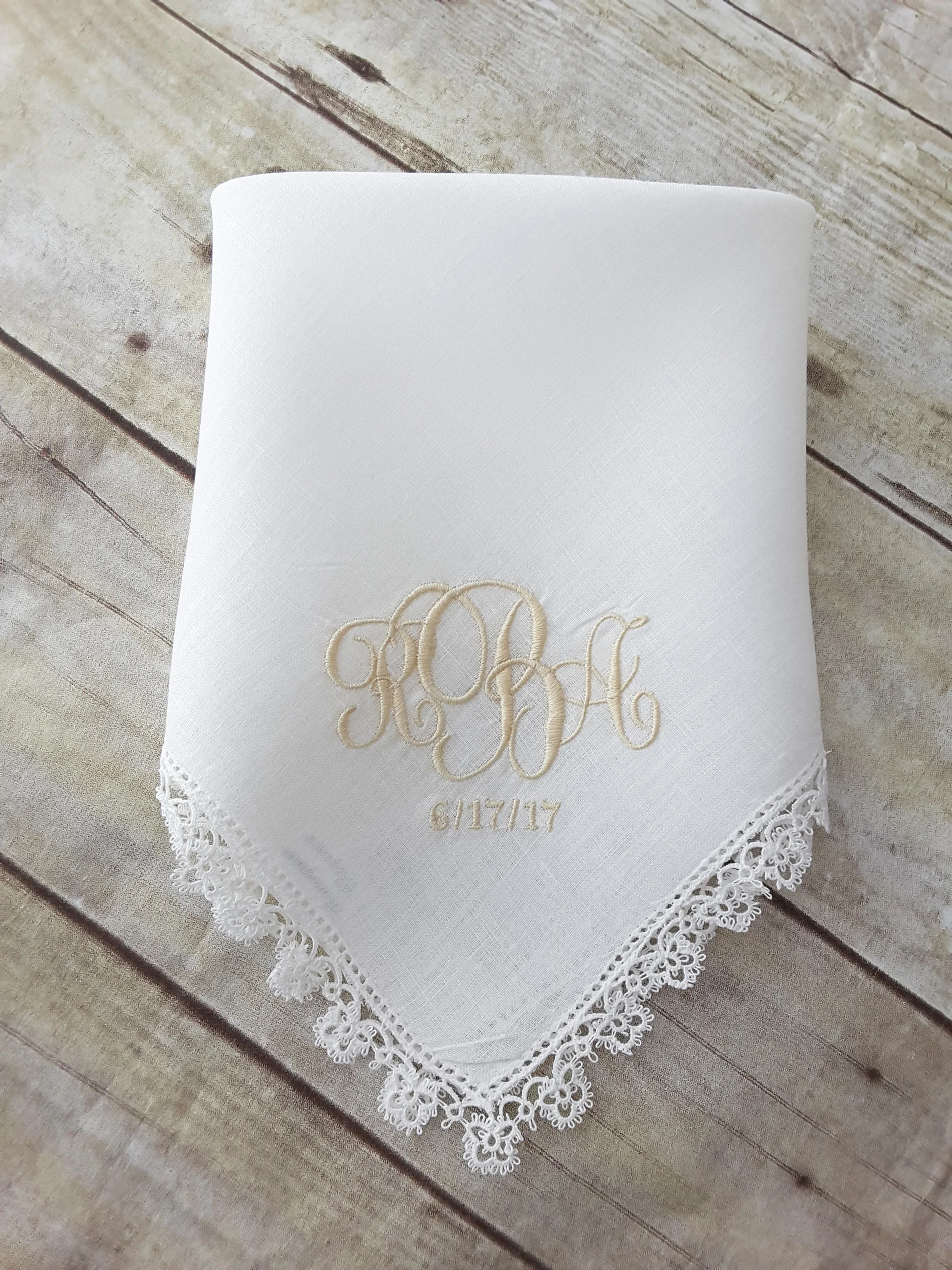 Monogrammed Wedding Handkerchief