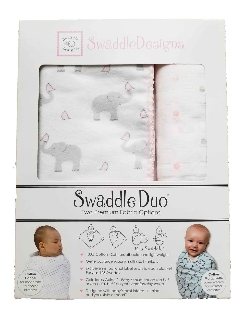 Pink Elephants And Chickies Duo Swaddling Set By Swaddle Designs Pink Elephants And Chickies Duo Swaddling Set By Swaddle Designs