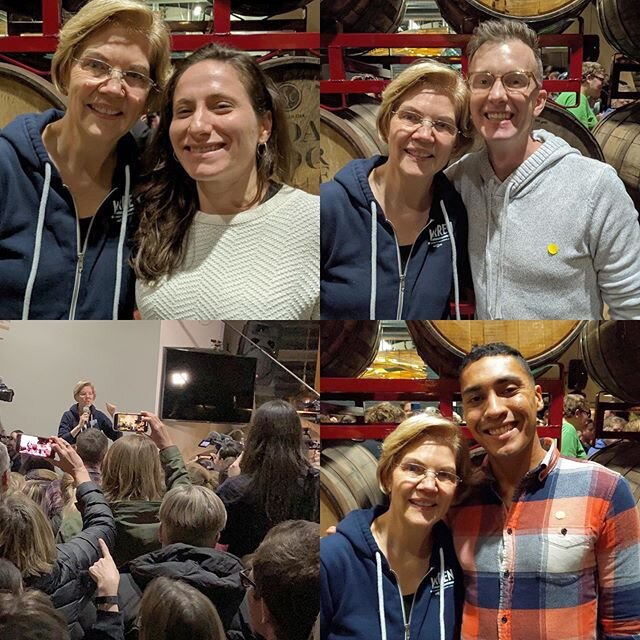 Day one Iowa achievement unlocked. Got our #elizabethwarren selfies after tracking her down late at night during a surprise brewery appearance. Now where are @ayannapressley and @repkatieporter? Looking for selfies with them next time. See everybody 