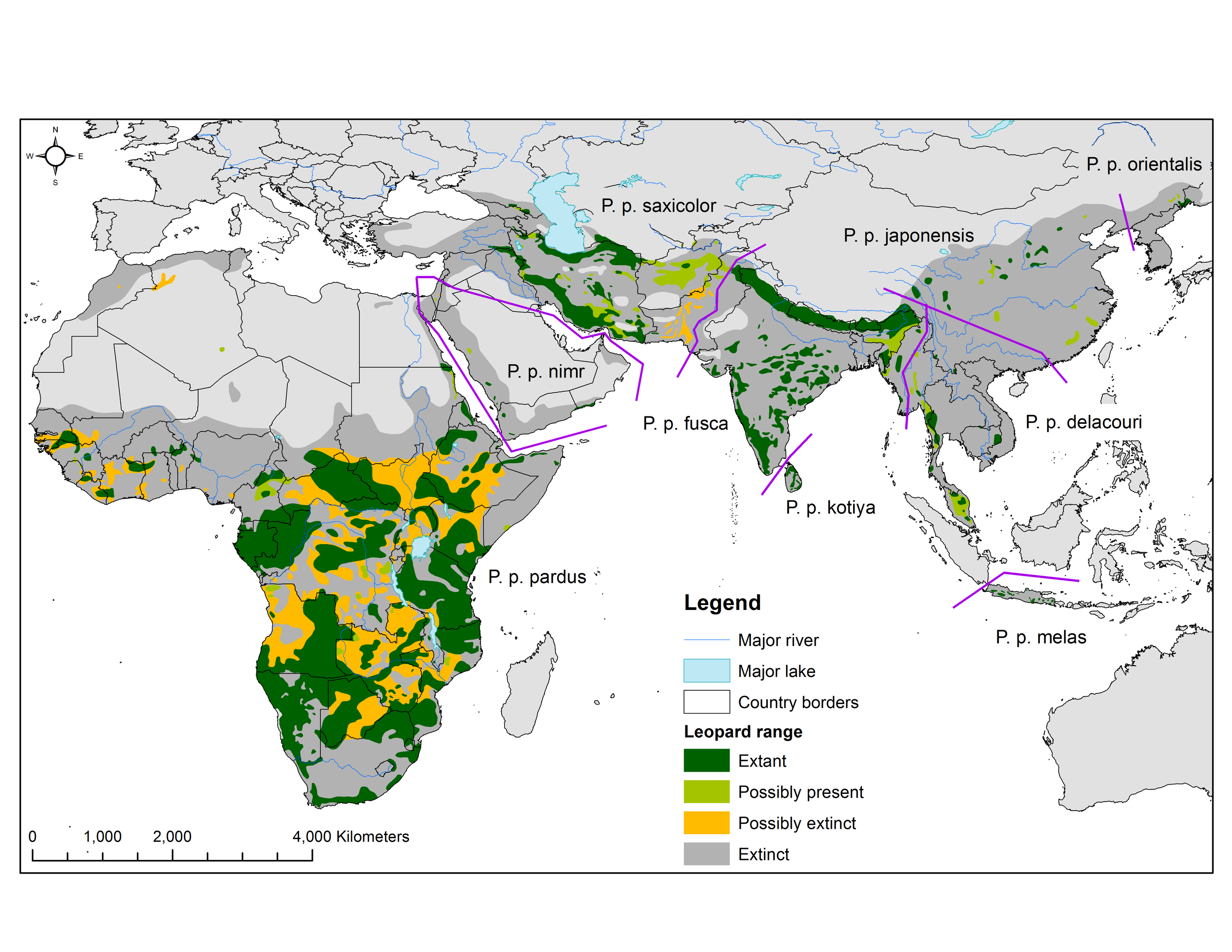 Range Map of Leopard Distribution