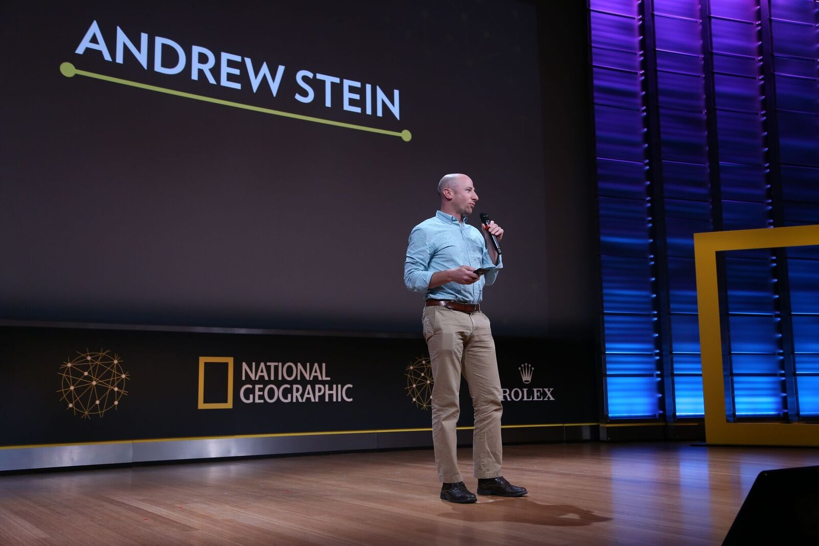 Dr. Andrew Stein talks lion conservation during Nat Geo's Explorer Festival. Photo credit: Ian Foulk