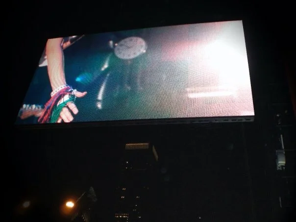 The Yeah Yeah Yeahs' Karen O, seen performing via Jumbotron, at the revived Lollapalooza music festivalChicago2009