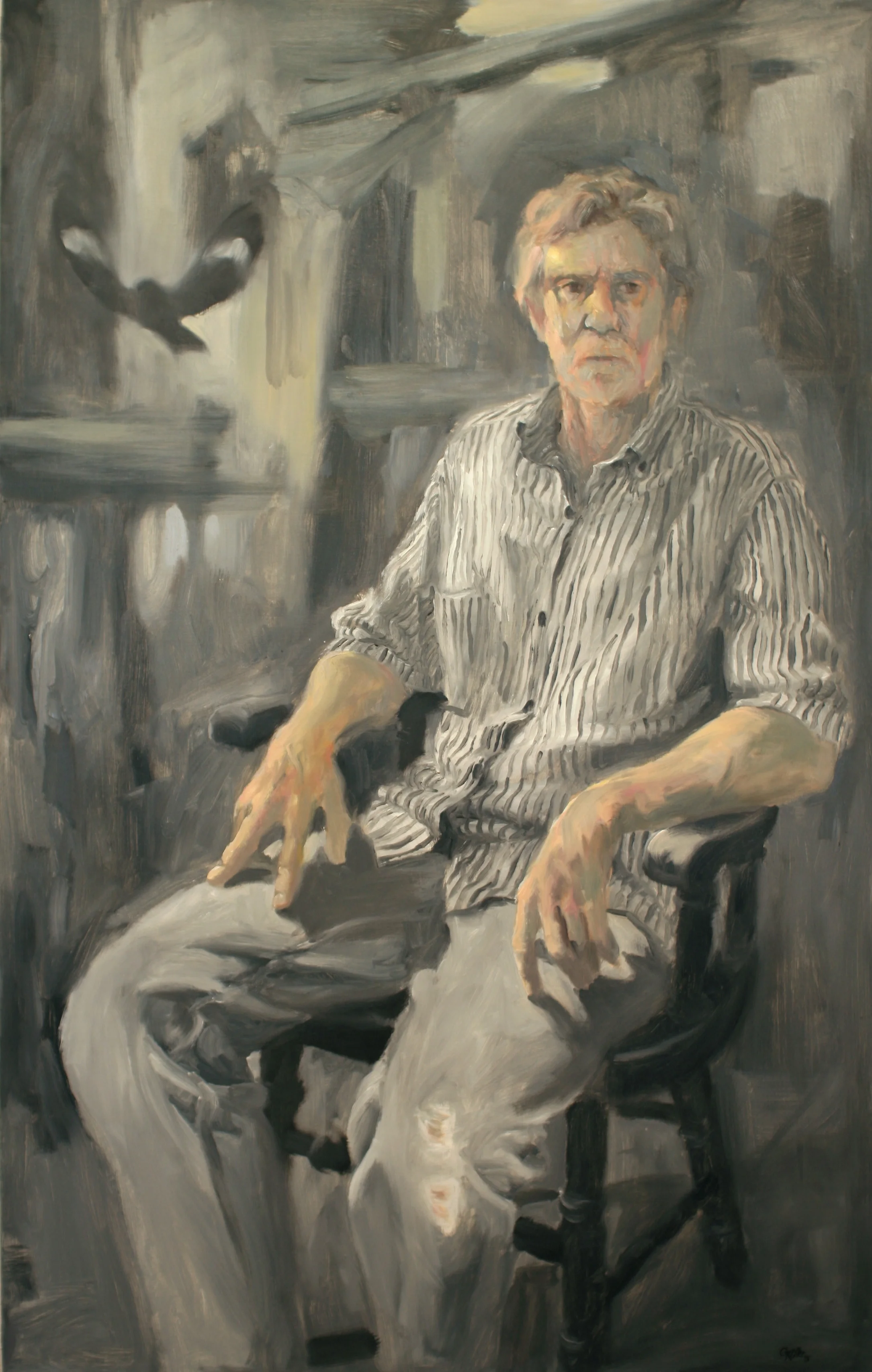 Portrait in Grays. Oil on panel, 24"x38".