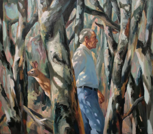 In the Beech Trees. Oil on canvas, 40"x35"