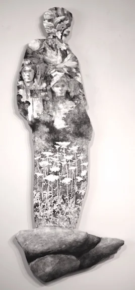 High Lonesome Sound #7. Charcoal powder, polymer medium on panel, 56"x23"x1.25"