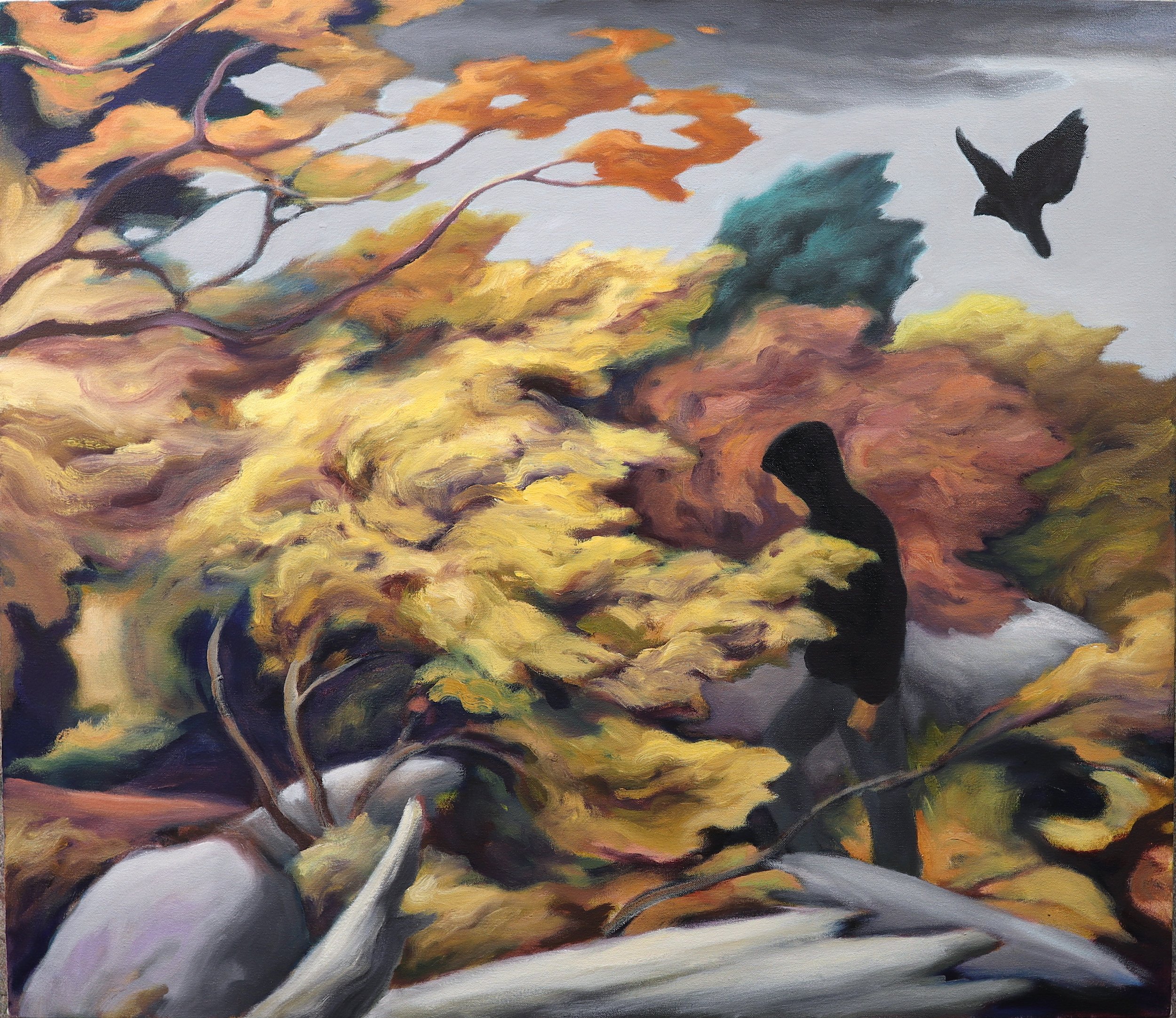 Against the Wind. Oil on canvas, 26" x 30" 2025