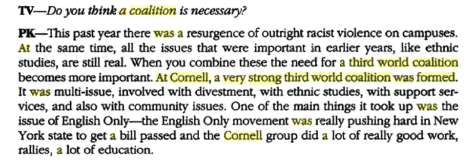 Excerpt referencing the then ‘ECASU’ Conference 1988 in the book, New Voices: Student Activism in the 80s and 90s
