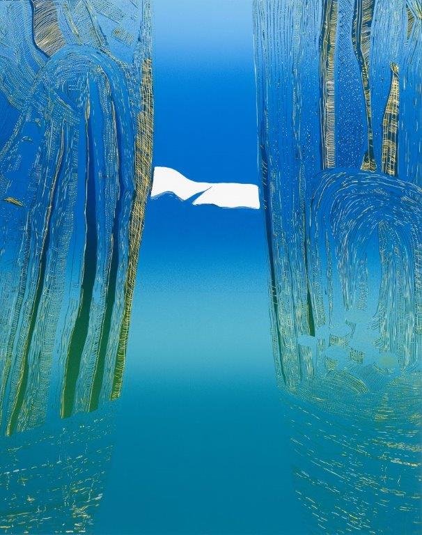 Mellom to fjell.  63 x 49 cm, Linoleum cut..jpg