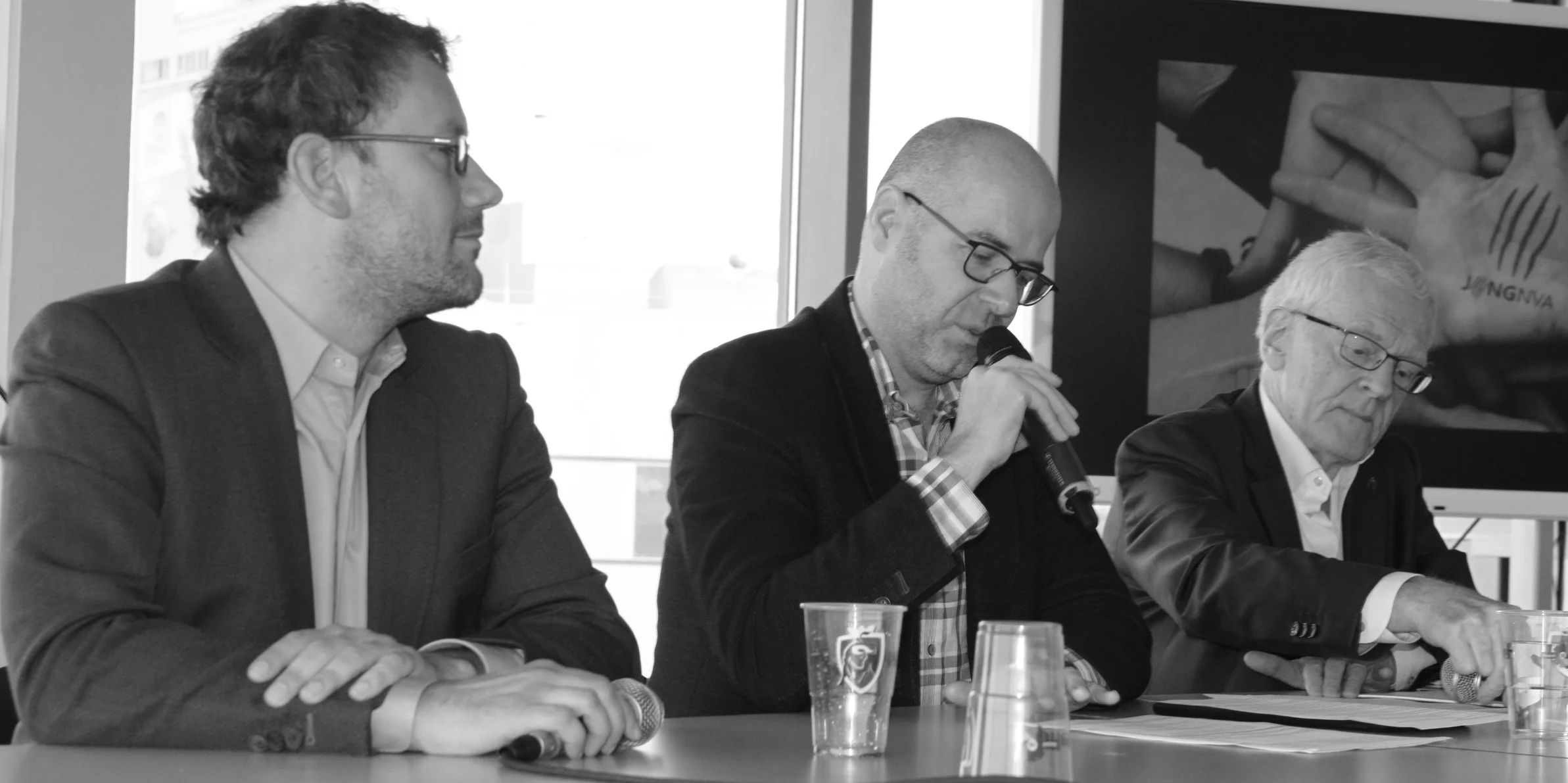 Dave Sinardet, Karl Drabbe en Jean-Pierre Rondas ( vlnr ).