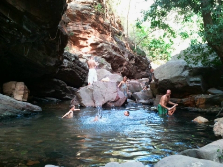 On that hot walk we found an wonderful natural pool – much to all of our relief!!