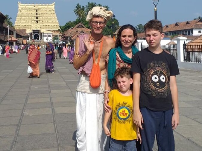 My family and I visiting Sacred Vishnu temples in South India.