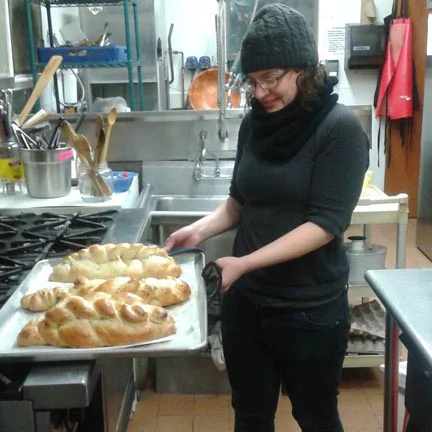 Challah coming from the oven