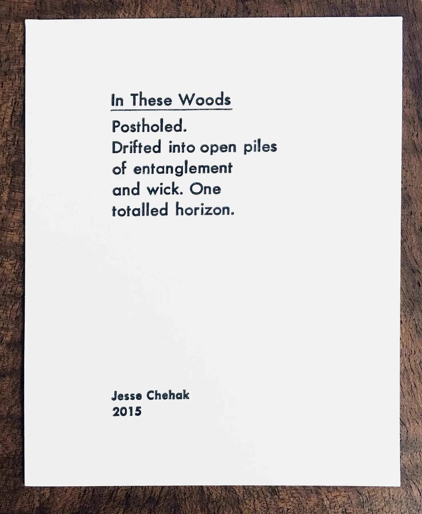 Letterpress on 4x5 film packet insert Ed. of 50