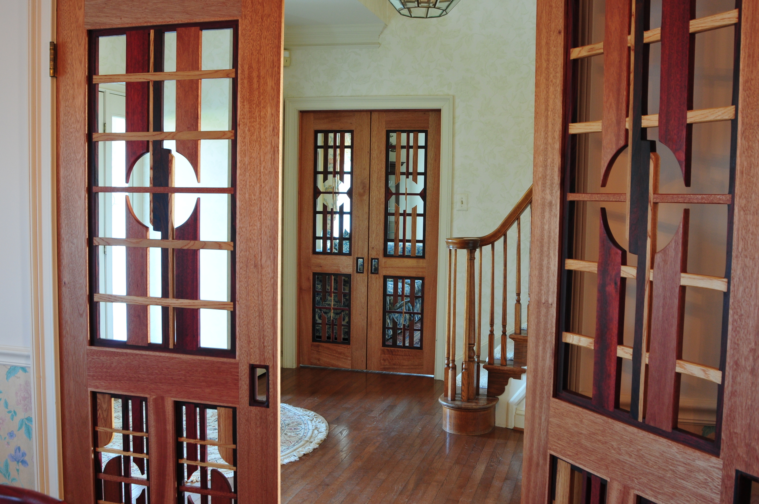 Mahogany Double Doors (from Dining Room) with Ball-catch Hardware