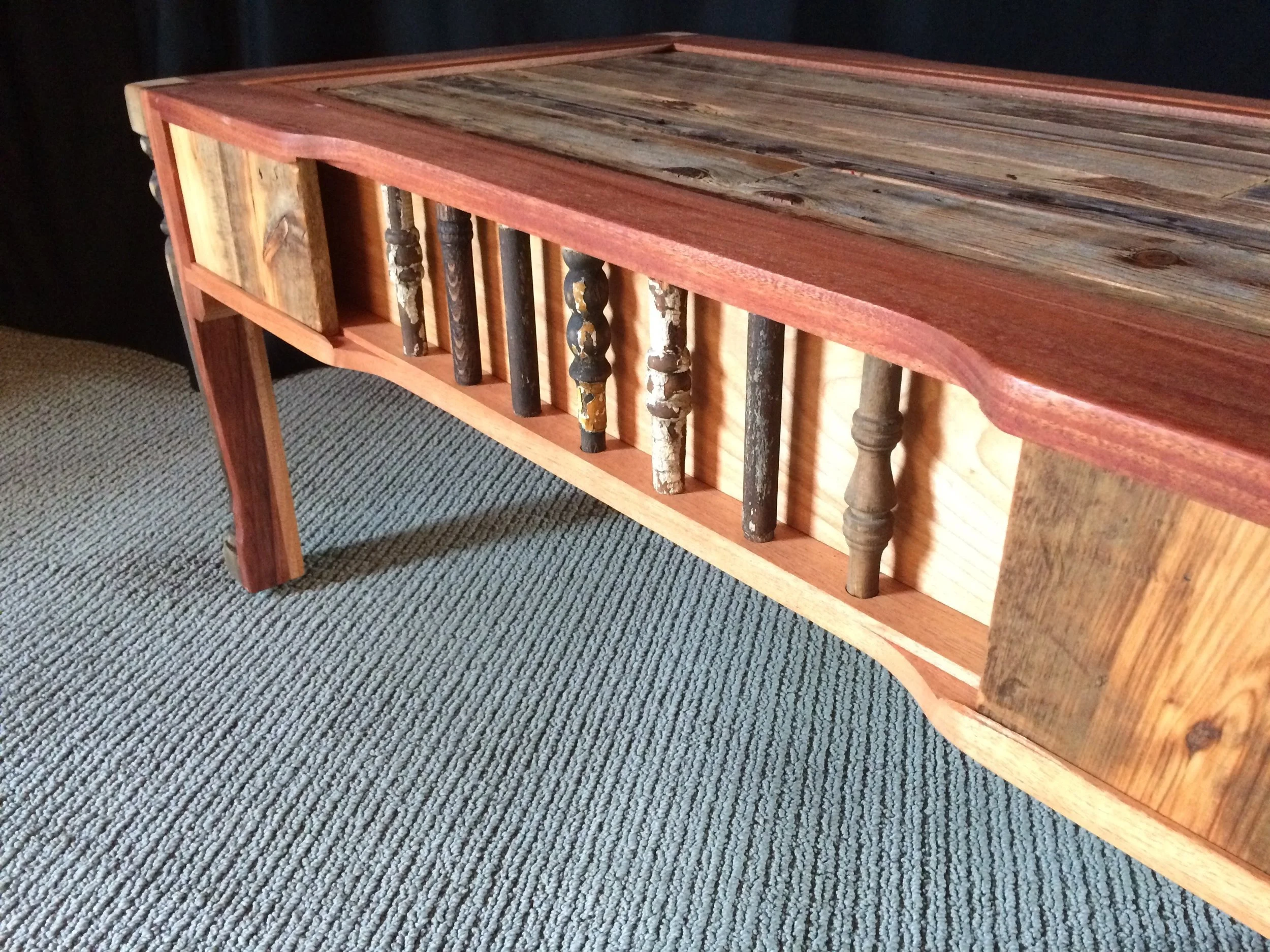 Rustic Spindle Coffee Table (side view)