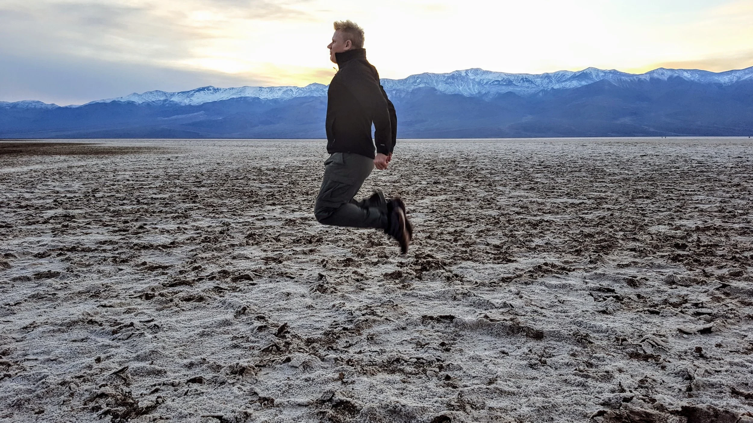 Christian getting some air at Badwater, the lowest point in the USA