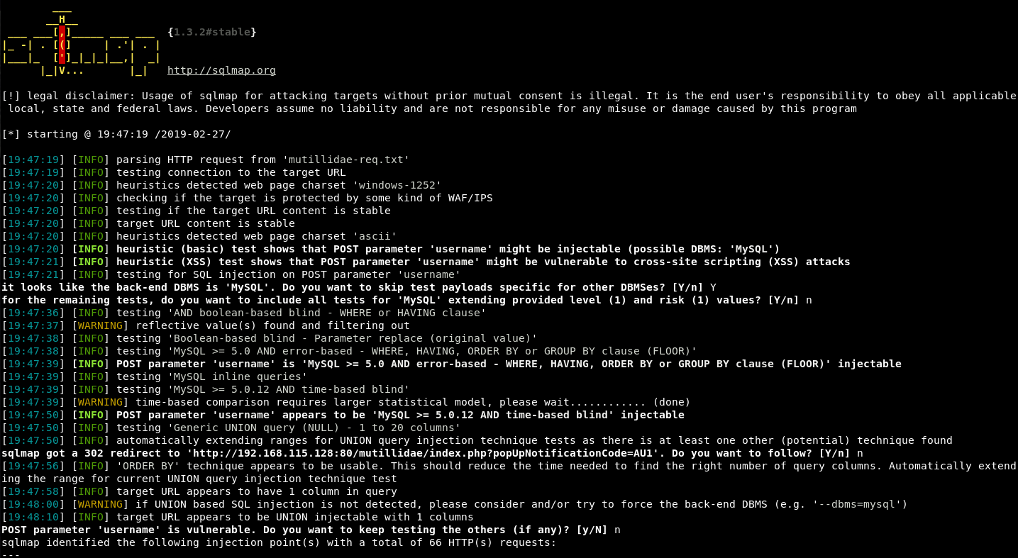 sqlmap Running