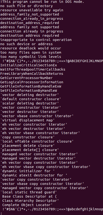 Strings Linux Utility output