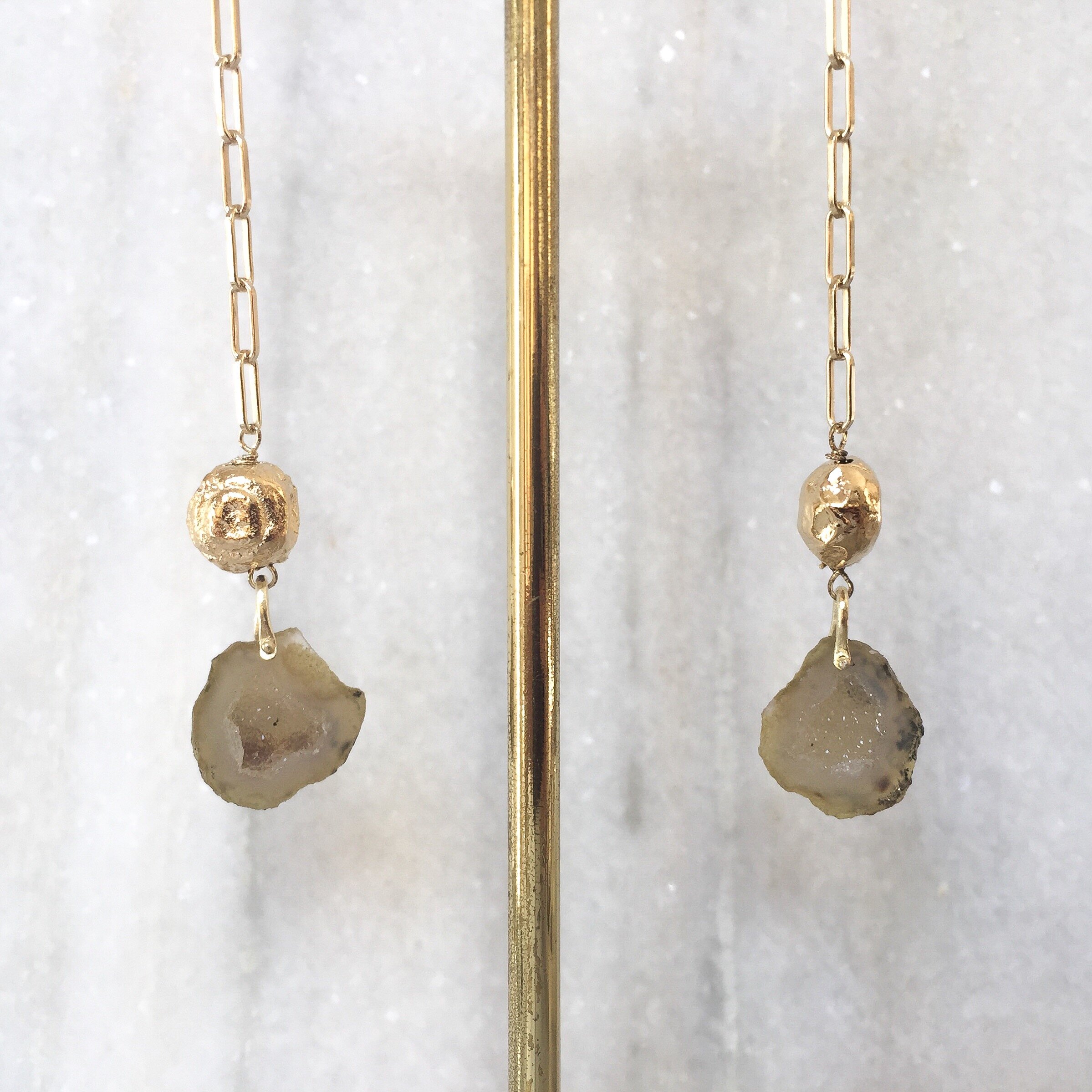Gemstone earrings Very dark blue agate earrings Small romantic earrings Victorian earrings Brass earrings Edwardian earrings