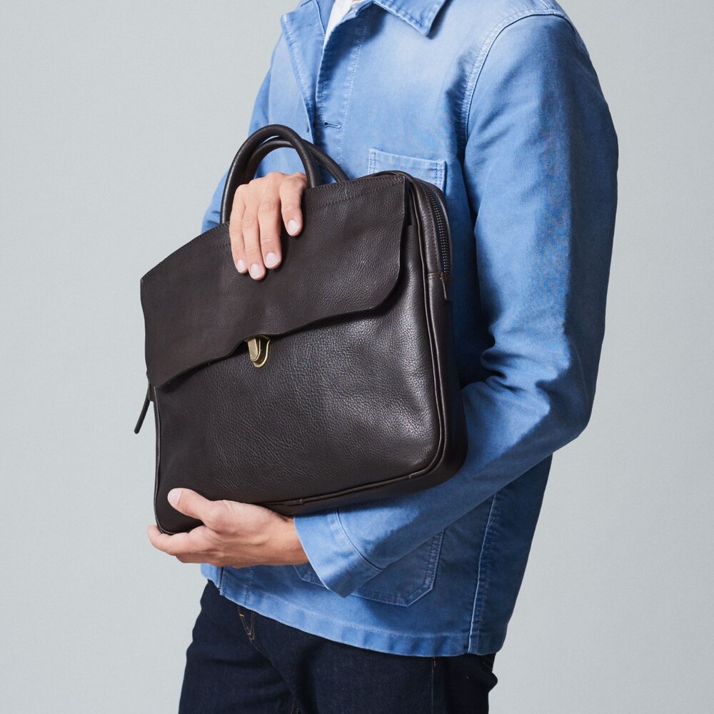 BRANCO leather business bag | Bleu de Chauffe — Calame Palma