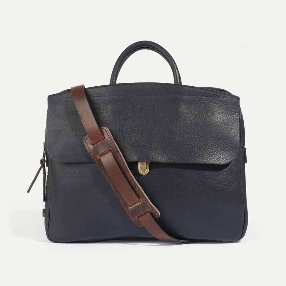 Bleu de Chauffe Leather Postman Bag Laptop backpack Brown Color 15