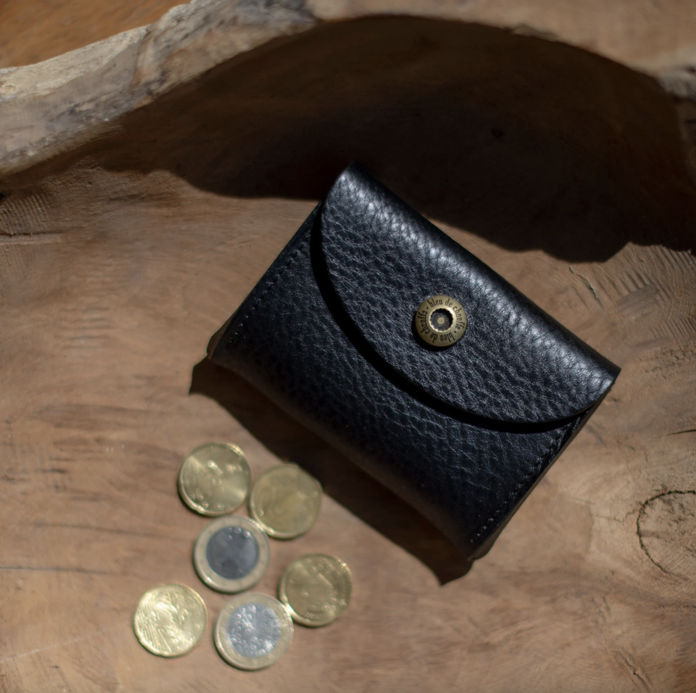 TALBIN leather coin pouch  Bleu de Chauffe — Calame Palma