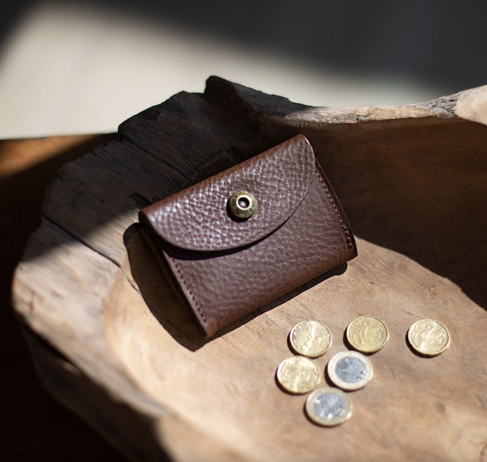TALBIN small leather coin pouch - Bleu de Chauffe — Calame Palma