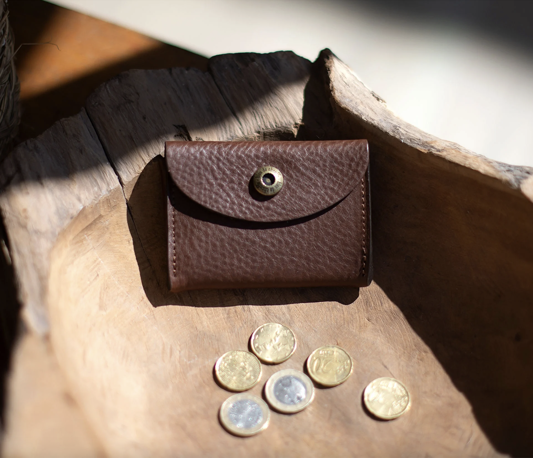 TALBIN small leather coin pouch  Bleu de Chauffe — Calame Palma
