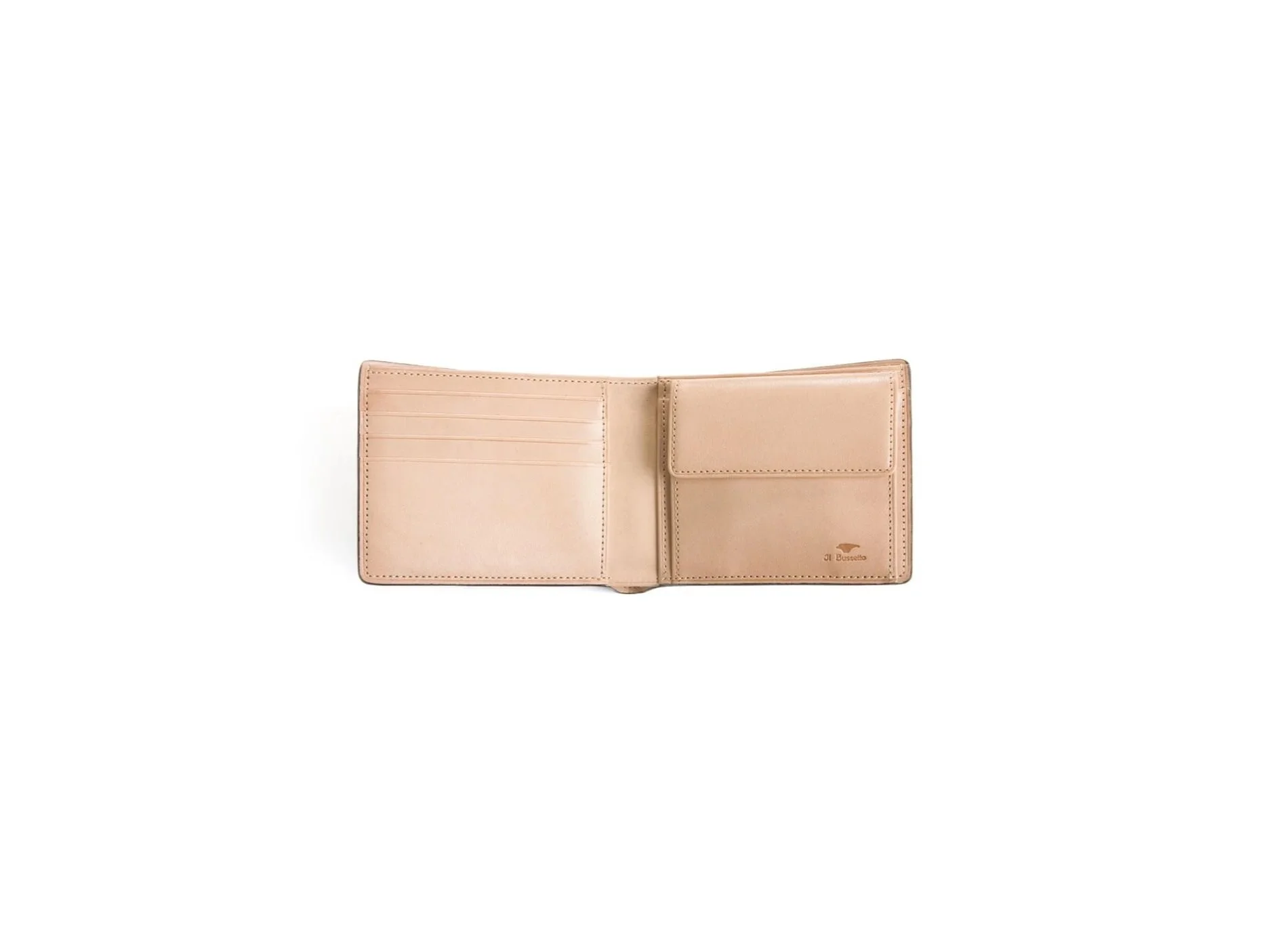 Il Bussetto – Cartera clásica bifold con monedero en cuero italiano natural de curtición vegetal · AMBART Palma