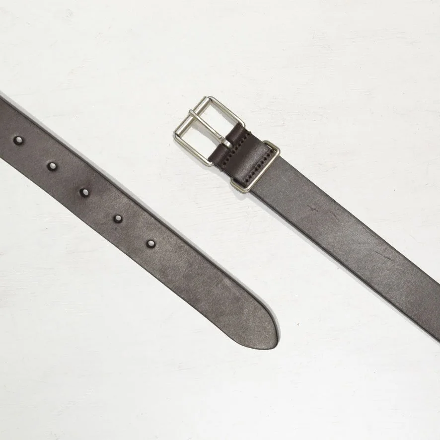 Anderson's brown leather belt with metal keeper and silver buckle