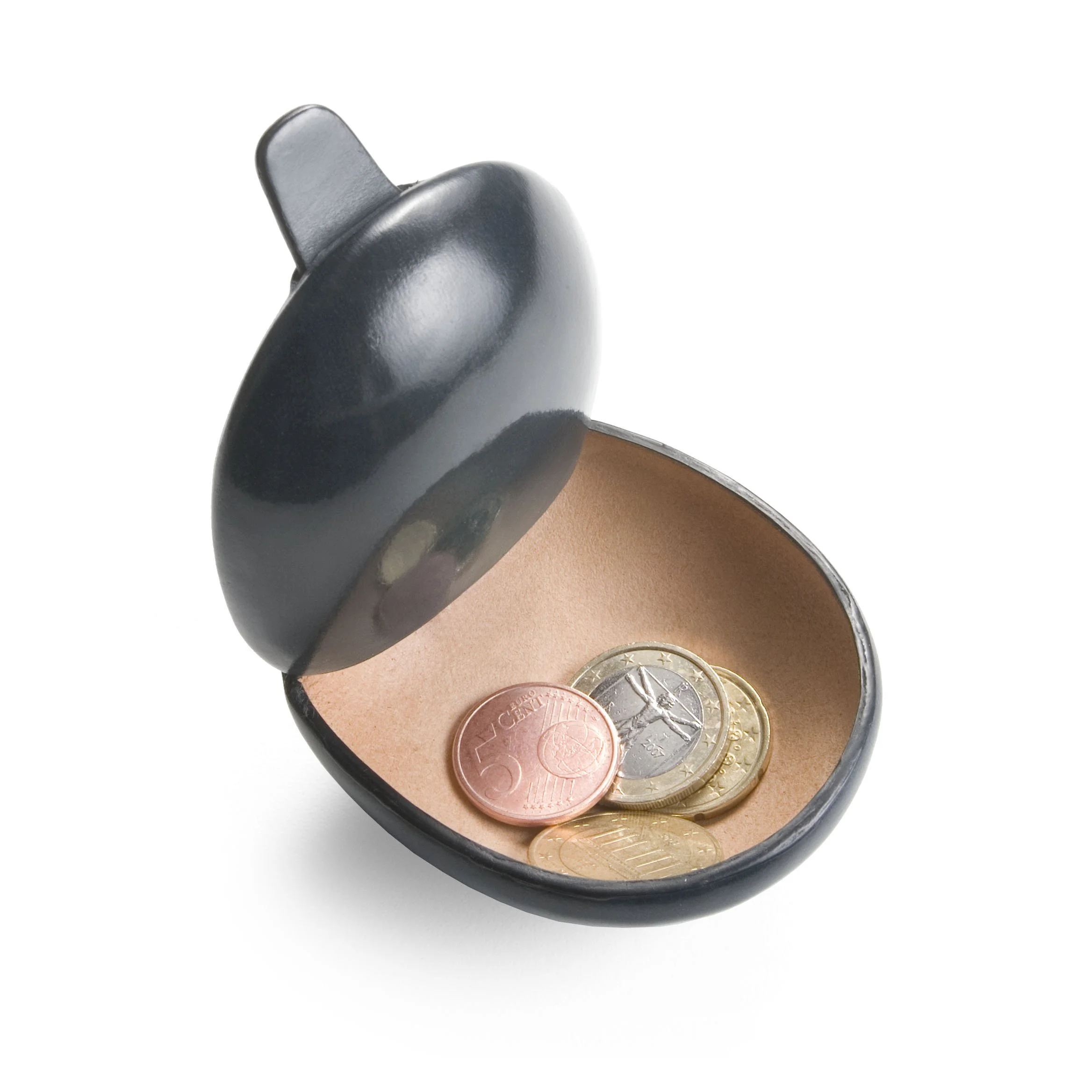Il Bussetto – Porte-monnaie rond Tacco en cuir italien au tannage végétal, Gris · AMBART Palma
