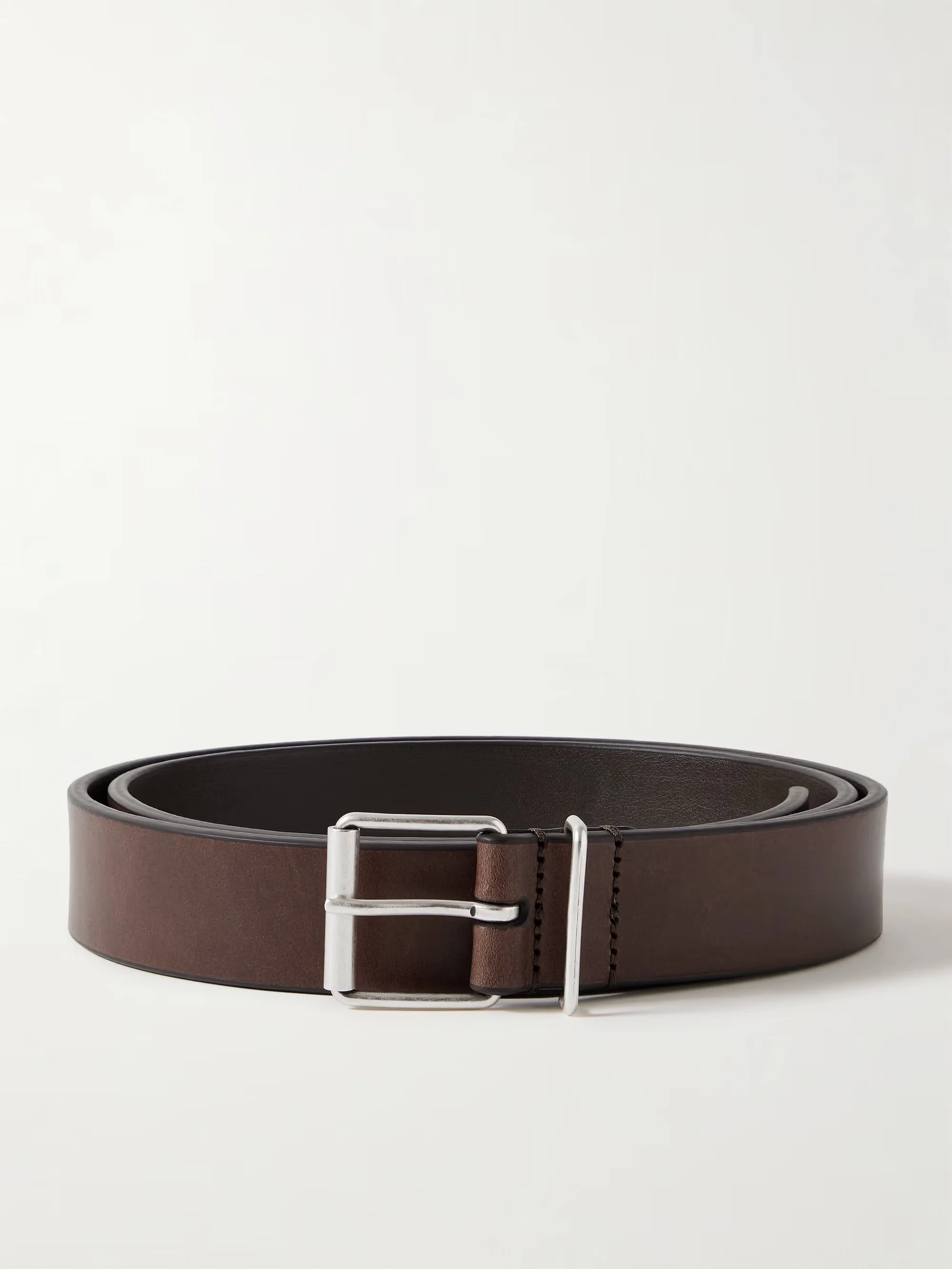 Anderson's brown saddle leather belt with metal keeper 3 cm made in Italy