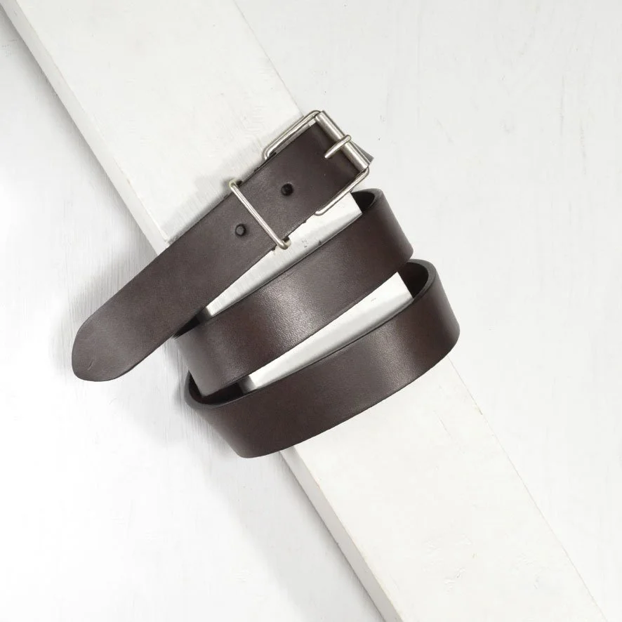 Anderson's brown saddle leather belt 3 cm with metal keeper detail