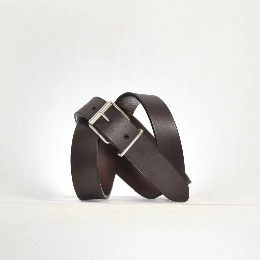3 cm Brown Saddle Leather Belt With Metal Keeper