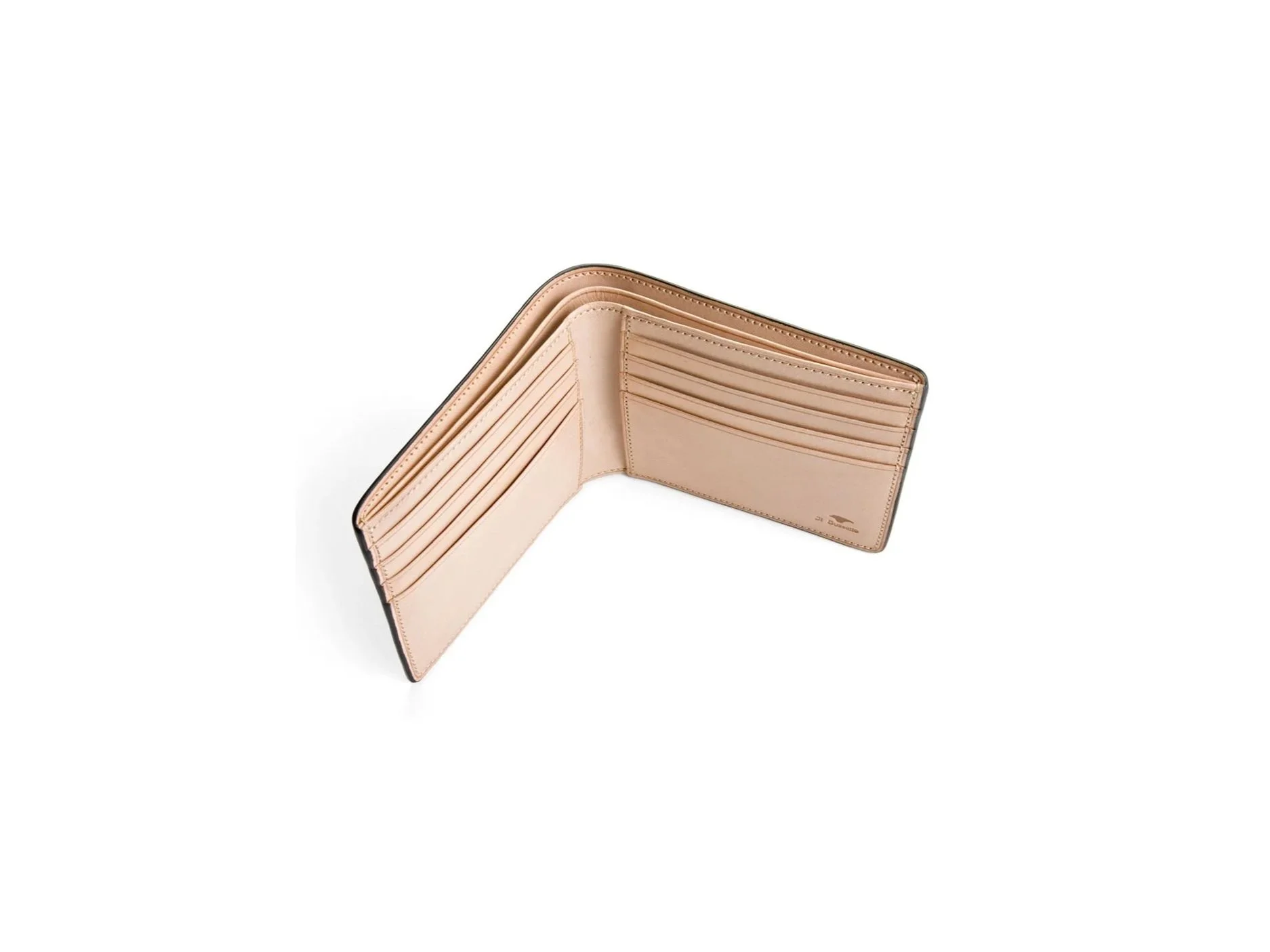 Il Bussetto – Cartera italiana clásica con compartimentos para tarjetas y billetes en cuero natural de curtición vegetal.