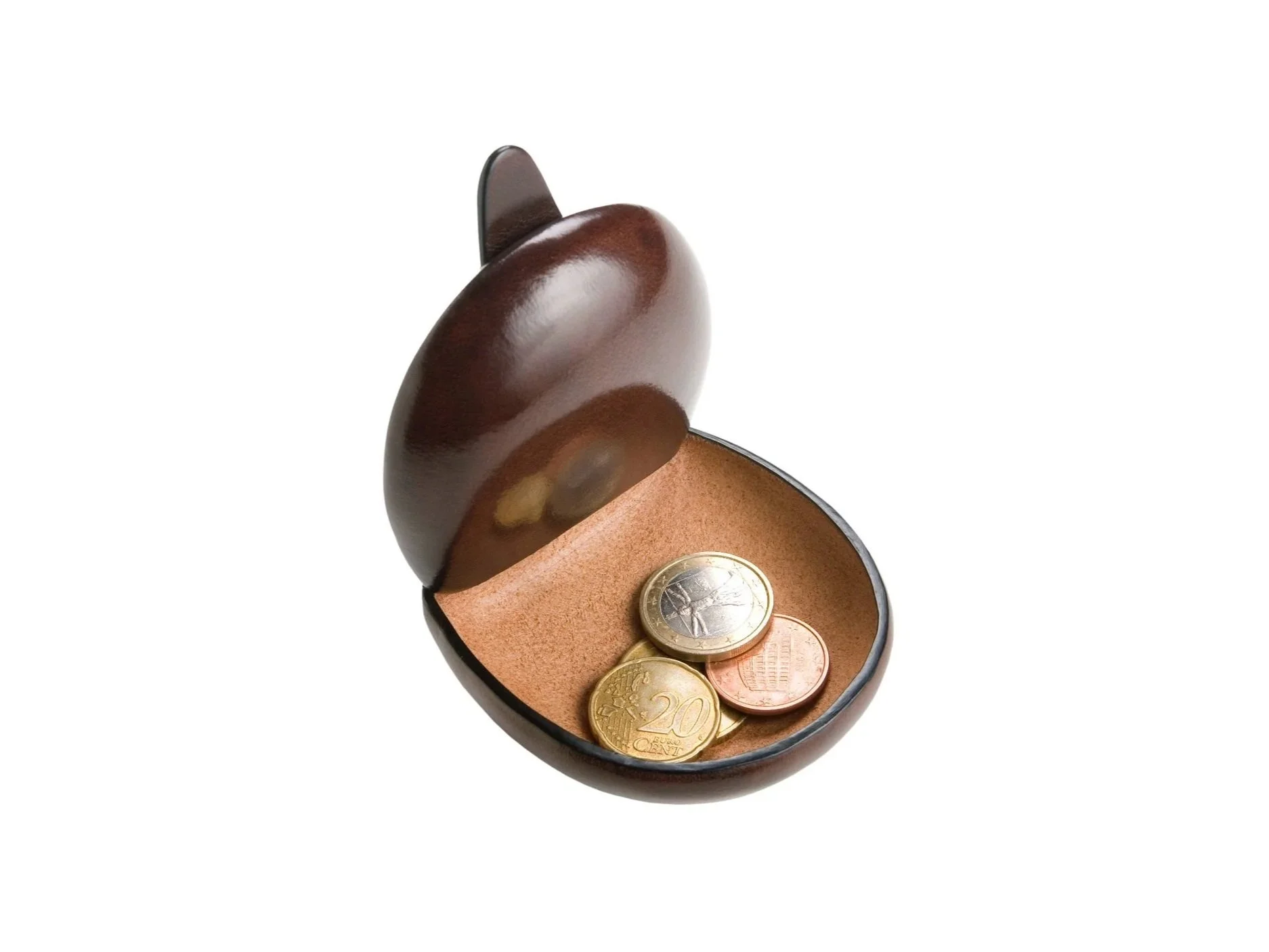 Il Bussetto – Porte-monnaie rond Tacco en cuir italien au tannage végétal, grande taille, marron foncé · AMBART Palma