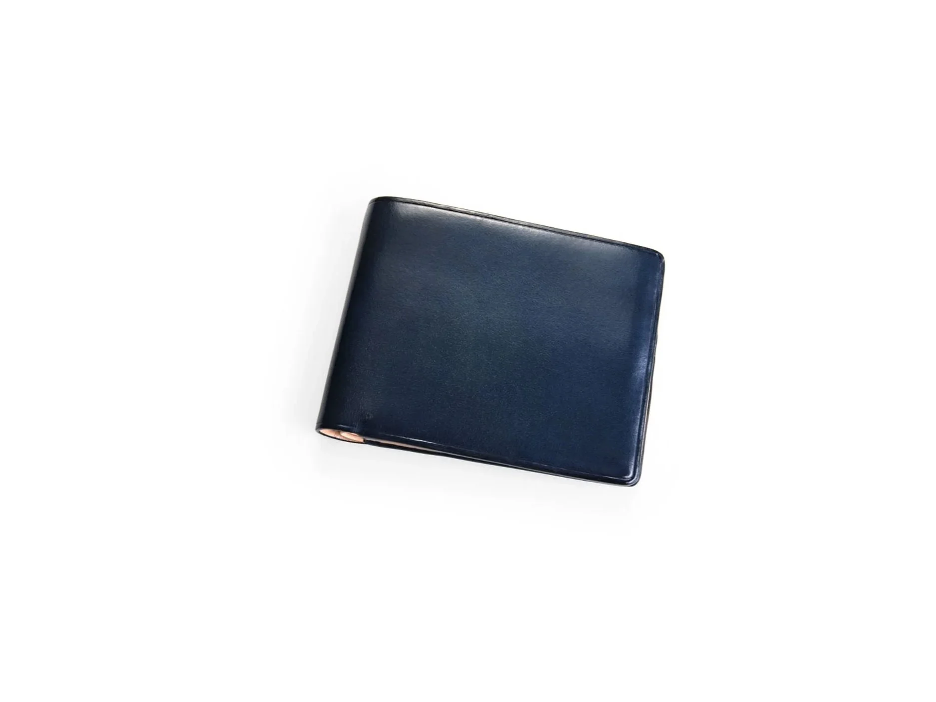 Il Bussetto – Portefeuille italien classique avec compartiments pour cartes et billets en cuir naturel au tannage végétal, coloris Navy bleu marine.