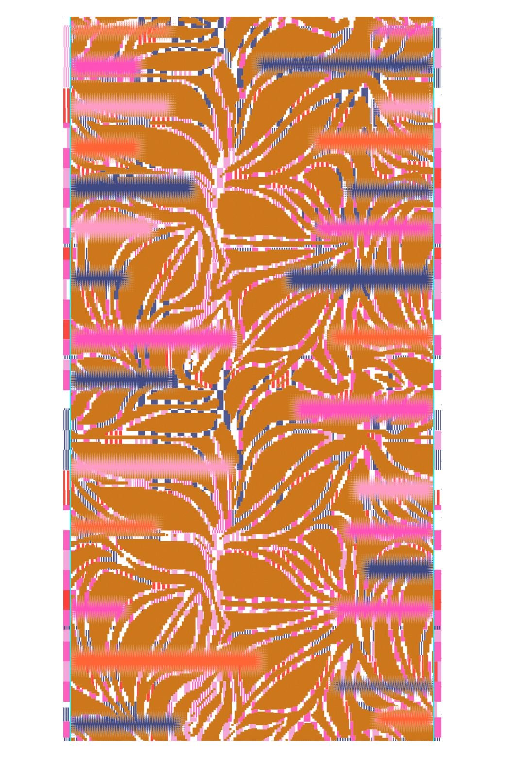 Crinkled cotton scarf IVY Tan by Mapoésie with botanical ivy print in terracotta, pink and blue – AMBART Palma